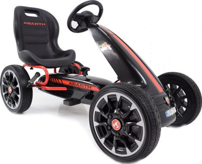 Gokart me pedale Abarth Red Ramiz, për fëmijë 3-8 vjeç, ngarkesa 25kg, i kuq