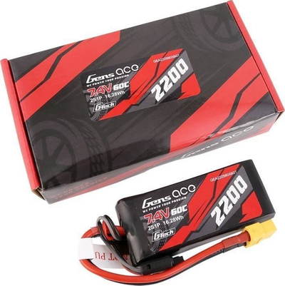Bateri LiPo Gens Ace G-Tech 7.4V 2200mAh 2S, 60C, me lidhës XT60