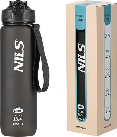 Shishe uji Nils Camp NCD68, 1000 ml, tritan pa BPA, e zezë