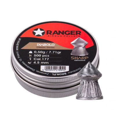 Fishkëza ajri Ranger Diabolo Classic Sharp, kalibër 4.5 mm, 0.50 g, 500 copë