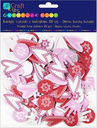 Ngjitëse shkumëze dpCraft KSPI-089, me forma zemra, kurora e lule, 120 copë, rozë e kuqe