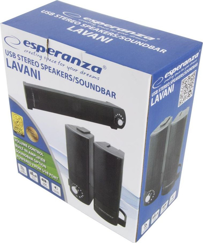bokse kompjutri Esperanza Lavani EP144, USB, stereo 3.5mm, të zinj