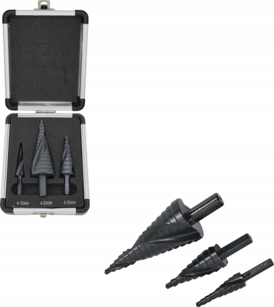 Set stërvitjesh hapash AWTools AW STEP, 3 copë, 4-12 4-20 4-39 mm, i zi