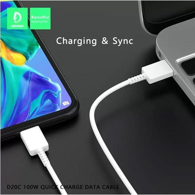 Kabllo USB Type C në Type C Denmen D20C, 100W 3.6A, 1m, e bardhë
