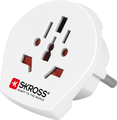 Adapter udhëtimi Skross World to Poland 1.500211-E, 100–250V, prizë Schuko, i bardhë
