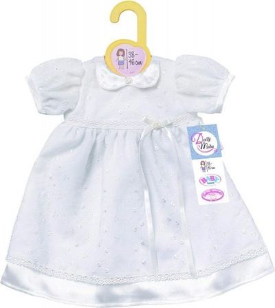 Fustan pagëzimi për kukulla Dolly Moda Christening Dress, 38-46 cm, i bardhë