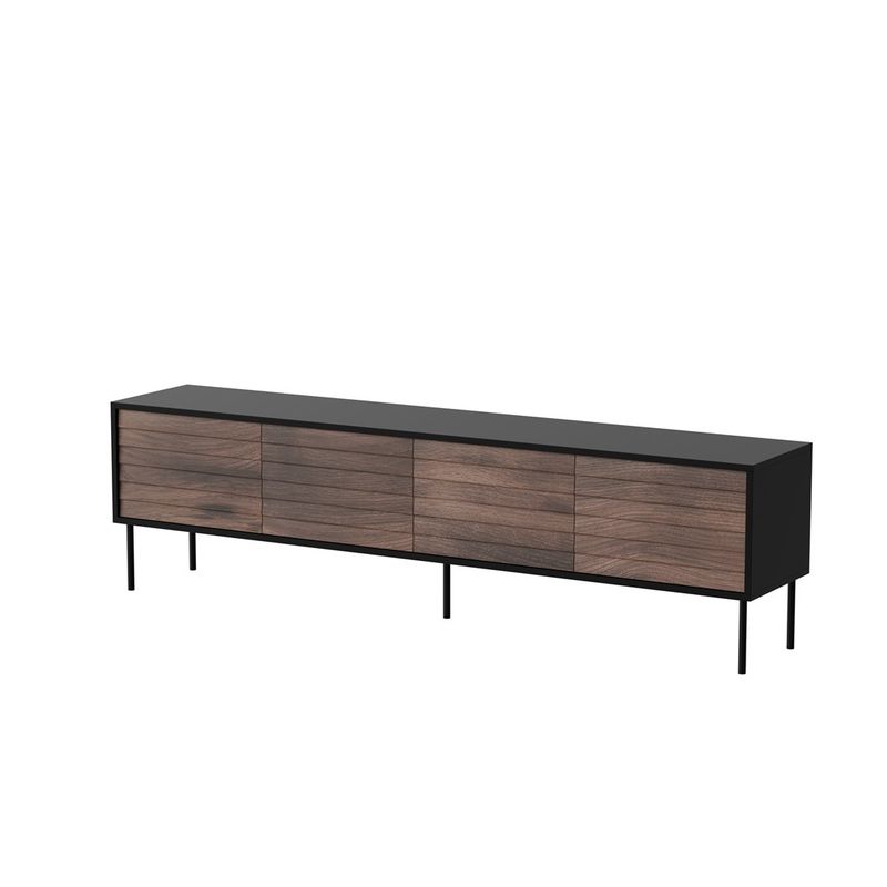 Komodinë TV Cama CORTINA 4D, 200x40x55 cm, e zezë walnut