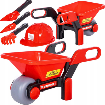 Set lodre karrocë pune Polesie Mammoet 95916, me aksesore, plastike, e kuqe