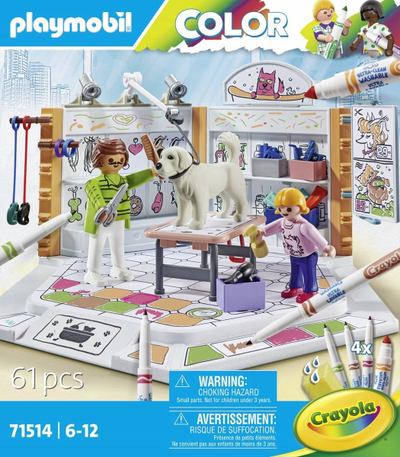 Set loje Playmobil Color Dog Salon, sallon qeni për ngjyrosje, me aksesorë, shumëngjyrësh