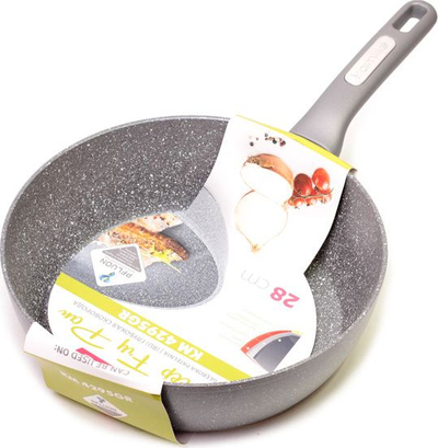 Tigan i thellë Kamille Chamomile Granite, 28cm, me shtresë graniti, gri mermeri