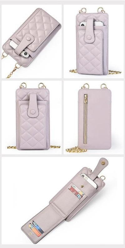 Çantë telefoni iLike Quilted, 19x10.5x2cm, rrip zinxhir, vjollcë