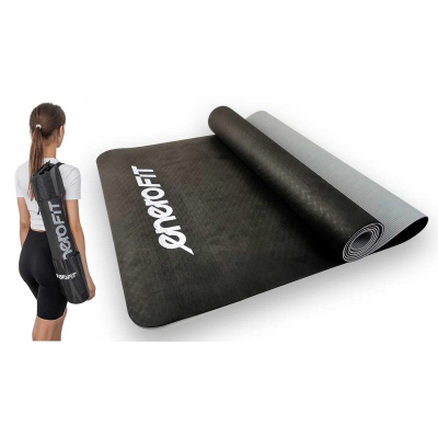 Dyshek yoga dhe fitnesi ENERO FIT, TPE, 4 mm, i zi–gri