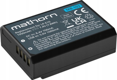 Bateri kamerë Mathorn MB-103, USB-C e rikarikueshme, për Canon LP-E10