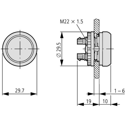 Buton i sheshtë Eaton M22-DR, i kuq - 216594