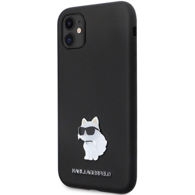 Mbështjellës telefoni Karl Lagerfeld KLHCN61SMHCNPK, iPhone 11 XR 6.1", silikon i fortë, i zi