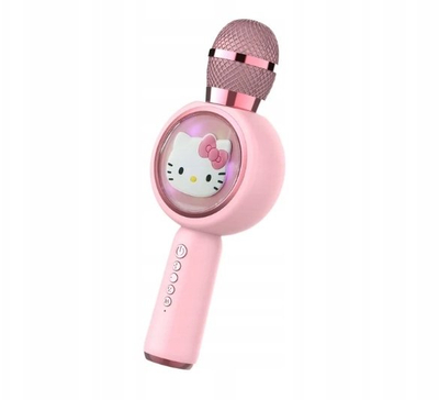 Mikrofon karaoke Hello Kitty Sing Along, LED, Bluetooth, rozë