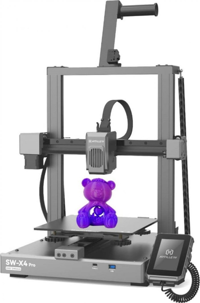 Printer 3D Artillery Sidewinder X4 Pro, hotend 300°C, lidhje WiFi, gri