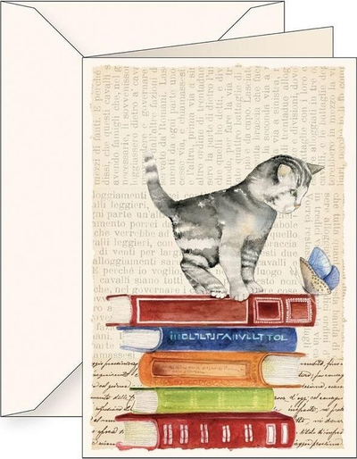 Kartolinë urimi Legami B6 Greeting Card 6120, me zarf, mace dhe libra, shumëngjyrëshe