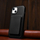 Këllëf lëkure iCarer Litchi Premium për iPhone 14 Plus, MagSafe, i zi