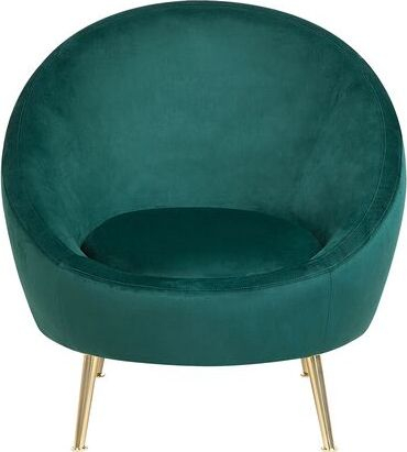 Karrige kolltuk LANGA Velvet Accent Chair, kadife, këmbë metali me ngjyrë ari, smerald