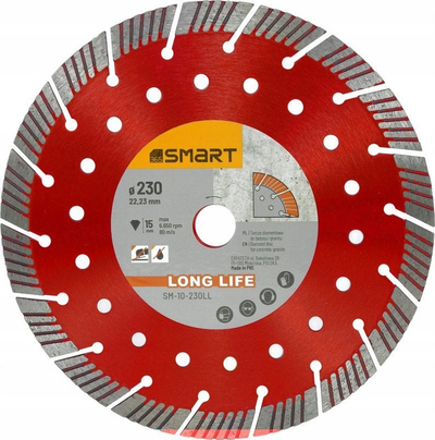 Диск за сечење со дијамант Smart SM-10-230LL, 230mm, турбо, долг век на траење
