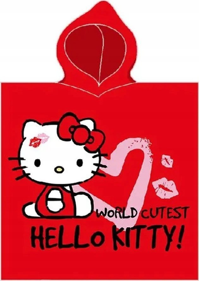 Пешкир пончо Hello Kitty World Cutest, со капуц, за деца, розов
