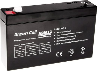 Bateri UPS Green Cell AGM12, 6V, 7Ah, e zezë