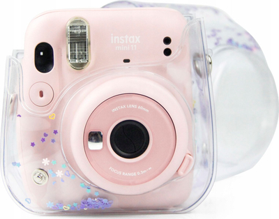Kuti mbrojtëse LoveInstant për Instax Mini 11, transparente me sekuina lejla