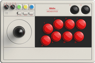 Kontrollues për lojëra 8BitDo Arcade Stick, i hirtë