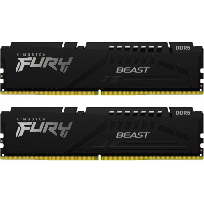 Memorie RAM Kingston Fury Beast KF560C30BBEK2-32, 32GB DDR5 6000MHz, për desktop, e zezë