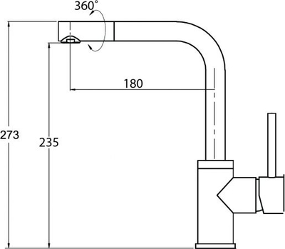 Rubinet kuzhine Aquasanita FORTE 5553-002, gryke 360°, përfundim satin argjendi