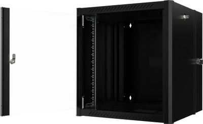 Kabinë rack muri Lanview RWP12U45BL D, 12U, me derë xhami, ngjyrë e zezë