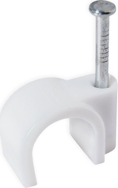 Set kapësesh kabllosh Lamex Mounting Holder, me gozhdë të forcuar, për kabllo rrethore, të bardha