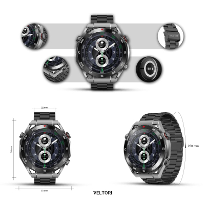 Smartwatch Veltori VT100 1, ekran 1.52", Bluetooth 5.2, i zi