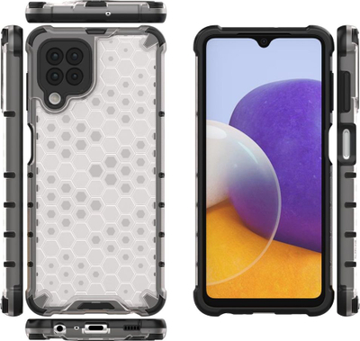 Kapak telefoni Hurtel Honeycomb për Samsung Galaxy A22 4G, kornizë xheli, kundër goditjeve, transparent