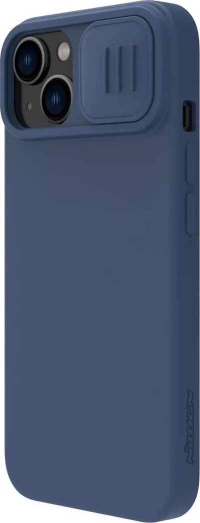 Mbrojtëse telefoni Nillkin CamShield Silky për iPhone 15 Plus, silikon, kapak kamere, blu