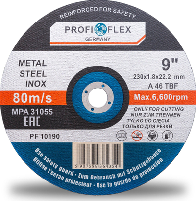 Disk prerës për metal dhe çelik 230mm, trashësi 1.8mm, vrimë 22.2mm