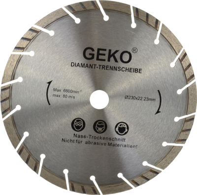 Диск дијамантски Geko G00223, 230mm, дупка 22.2mm, сив