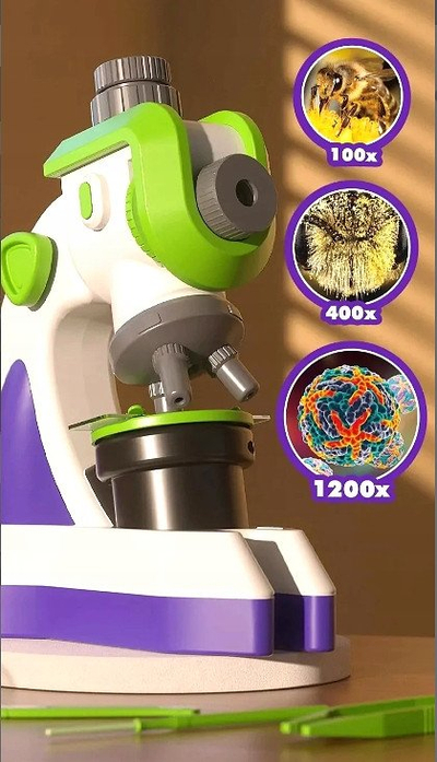 Mikroskop edukativ 2në1, 1200x, i vjollcë