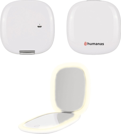 Pasqyrë kozmetike Humanas HS-PM01 me dritë LED, portative, e bardhë