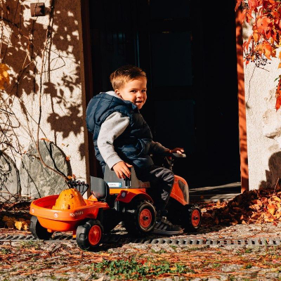 Traktor lodër Falk Kubota Ride-on, me rimorkjo, për kalamaj 1–3 vjeç, portokalli