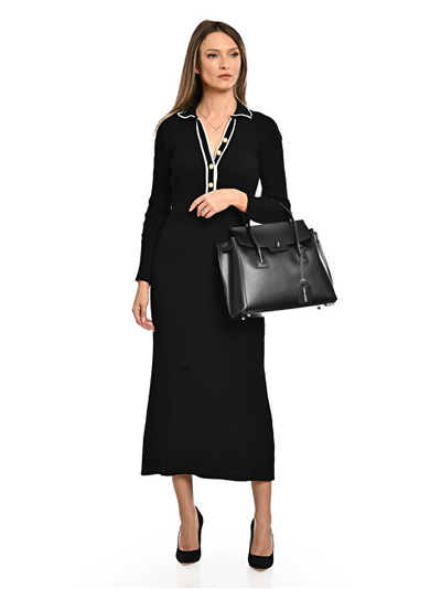 Çantë tote WHOLESALE AW25 LV 479, lëkurë natyrale, 31x33x14 cm, e zezë