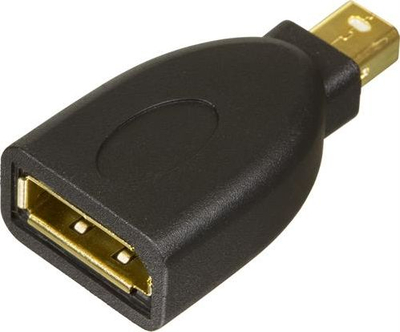 Adapter Mini DisplayPort në DisplayPort Deltaco, me fisha të veshme me ar, i zi