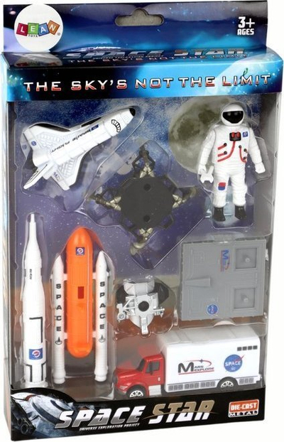 Set lodër hapësinor Rocket Space Shuttle, raketë dhe kozmonaut, shumëngjyrësh