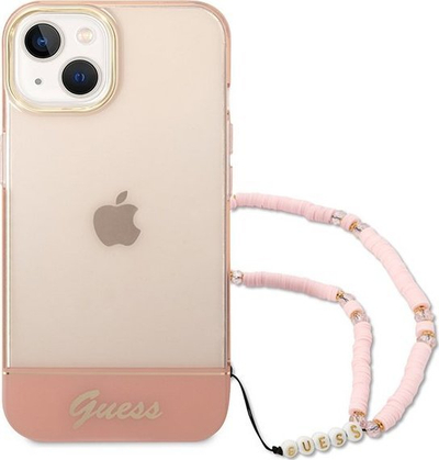 Kuti mbrojtëse Guess GUHCP14MHGCOHP për iPhone 14 Plus, 6.7", polikarbonat, rozë e tejdukshme