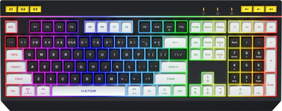 Tastierë gaming Hator Icefall, USB, RGB, bardh e zez