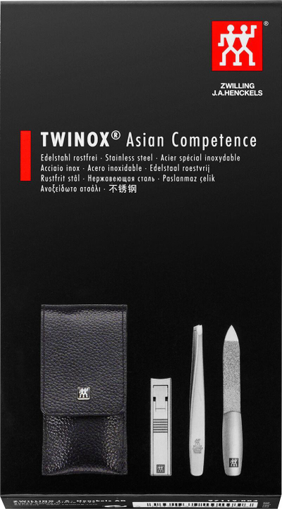 Set manikyri ZWILLING Twinox Pocket Case, 3 pjesë, lëkurë natyrale, i zi