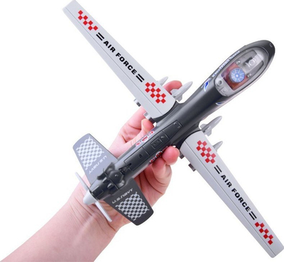Avion lodër Jokomisiada ZA4327, metal plastik, me drita edhe zë, gri