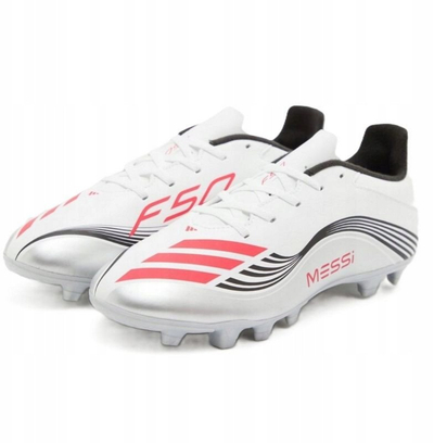 Këpucë futbolli Adidas F50 Messi Club JP7443, FG MG, për burra, të bardha