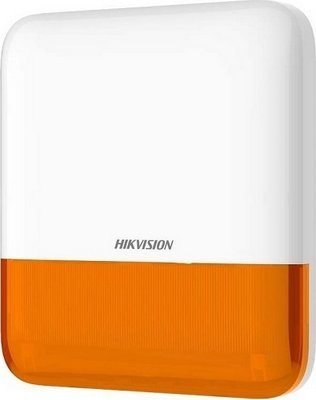 Sirena e jashtme wireless Hikvision AXPRO DS-PS1-E-WE, 110 dB, frekuenca 868 MHz, e bardhë portokalli